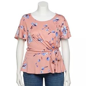 Juniors' Plus Size Candie's® Faux-Wrap Top XL NWT
